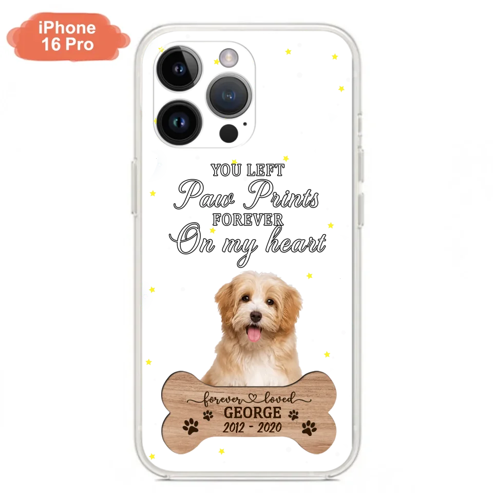 Custom Personalized Memorial Phone Case - Upload Photo - Memorial Gift Idea For Pet Lover - You Left Paw Prints Forever On My Heart