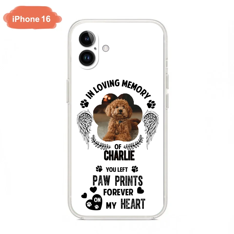 Personalized Memorial Phone Case - Upload Photo - Memorial Gift Idea For Pet Lover - You Left Paw Prints Forever On My Heart - Case For iPhone/Samsung
