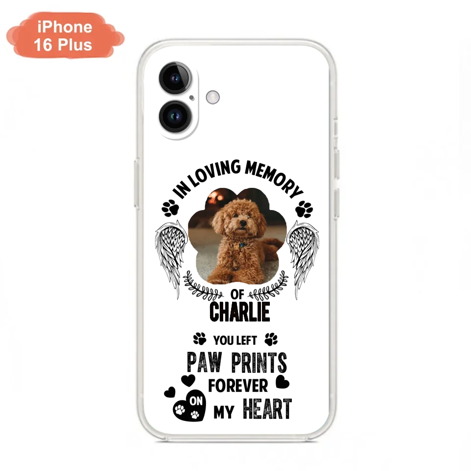 Personalized Memorial Phone Case - Upload Photo - Memorial Gift Idea For Pet Lover - You Left Paw Prints Forever On My Heart - Case For iPhone/Samsung