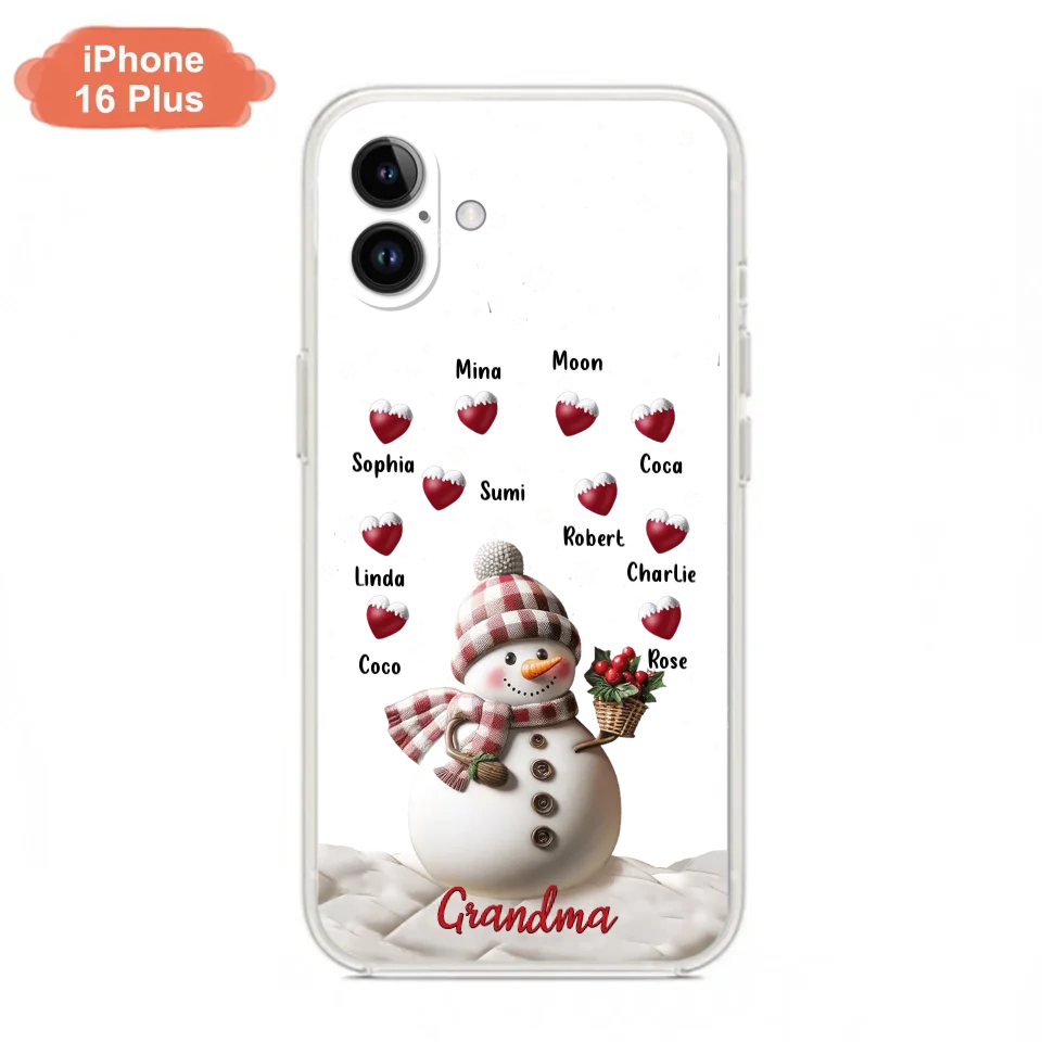 Custom Personalized Snowman Grandma Phone Case - Christmas Gift Idea For Grandma - Up to 10 Kids - Case For iPhone/Samsung