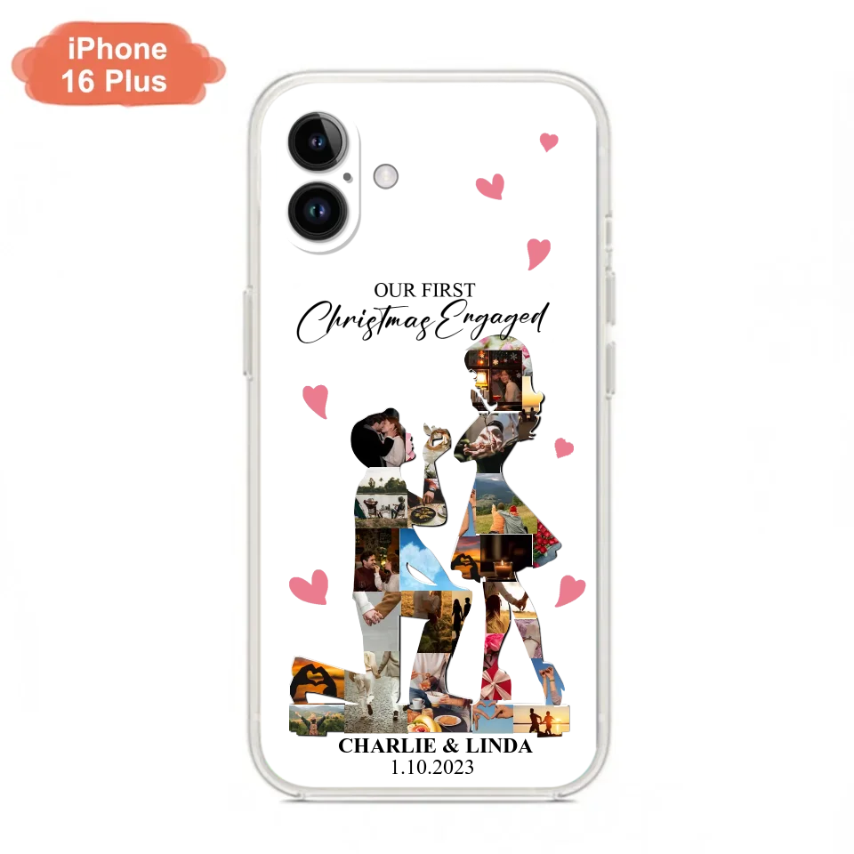 Custom Personalized Couple Photo Phone Case - Gift Idea For Couple/Him/Her - Upload Photo - Case For iPhone/Samsung - Our First Christmas Engaged