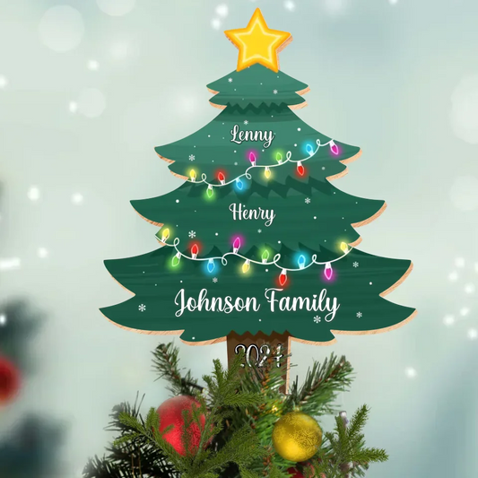 Personalized Family Tree Topper - Christmas Gift Idea For Family - Up to 10 People