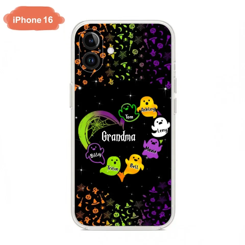 Personalized Grandma and Grandkids Ghost Phone Case - Halloween gift for Grandma - Up to 7 Grandkids - Case For iPhone/Samsung