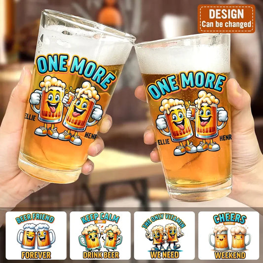 Personalized Beer Friend Pint Glass - Gift Idea For Friends - Don't Worry Beer Happy