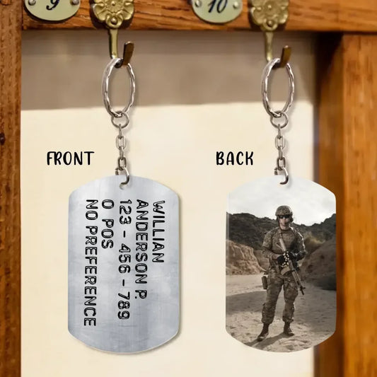 Personalized Veteran Photo Aluminium Keychain - Gift Idea For Veteran