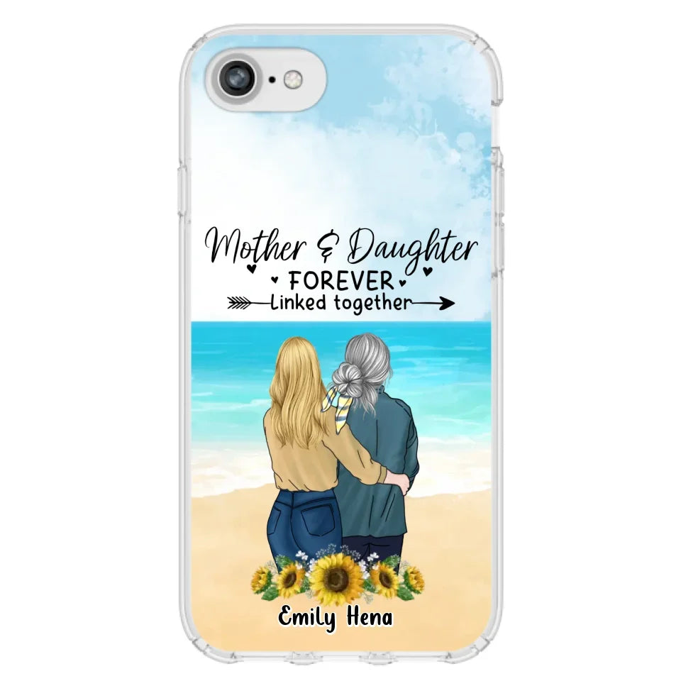 Custom Personalized Mom & Daughter Phone Case - Mother's Day Gift Idea From Daughter - Mother & Daughter Forever Linked Together - Cases For iPhone/Samsung