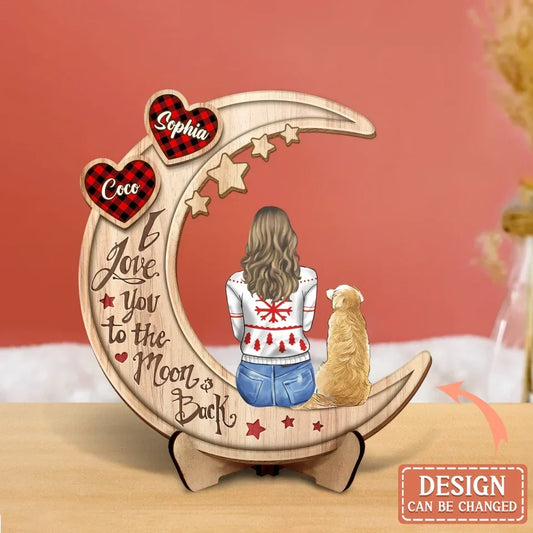 Personalized Memorial Dog Moon 2 Layered Wooden Art - Memorial Gift Idea For Dog/Cat/Rabbit Lover - You Were My Favorite Hello And My Hardest Goodbye