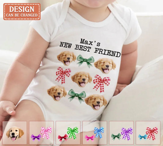 Personalized Coquettee Baby Onesie - Gift Idea For Christmas/Dog Lover - Upload Dog's Face - New Best Friend