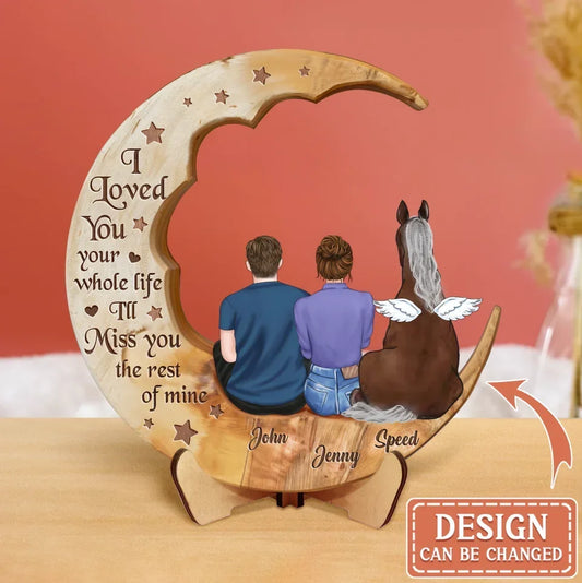 Personalized Memorial Horse Moon Wooden Art - Memorial Gift Idea For Horse Lover - You Left Hoof Prints On My Heart