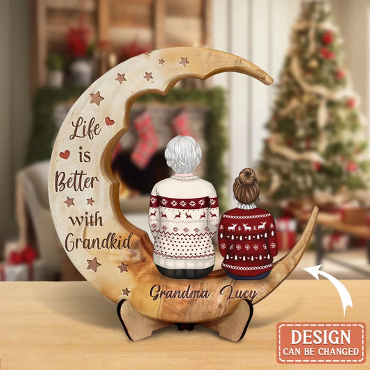 Personalized Grandma Wooden Art - Christmas Gift Idea For Grandma - Life Is Better With Grandkid