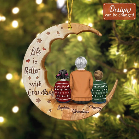 Personalized Grandma Wooden Ornament - Christmas Gift Idea For Grandma - Up to 3 Kids - Blessed To Be Called Nana