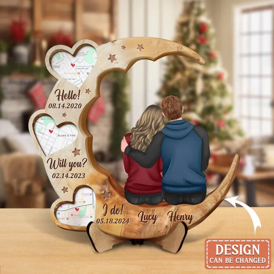 Custom Personalized Couple 2 Layered Wooden Art - Anniversary Gift Idea Couple - Hello Will You I Do