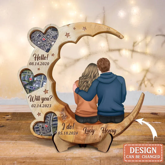 Custom Personalized Couple 2 Layered Wooden Art - Anniversary Gift Idea Couple - Hello Will You I Do