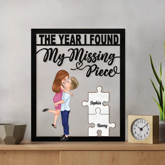 Personalized Couple 2 Layered Wooden Art - Gift Idea For Couple - The Year I Found My Missing Piece