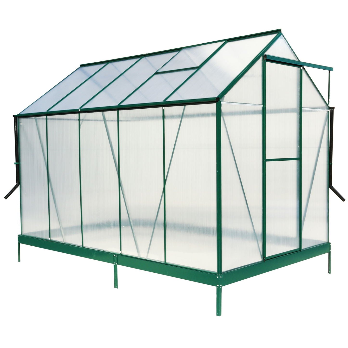 Polycarbonate house, Heavy Duty Outdoor Aluminum Walk-In House Kit With Rain Gutter, Vent And Door For Backyard Garden