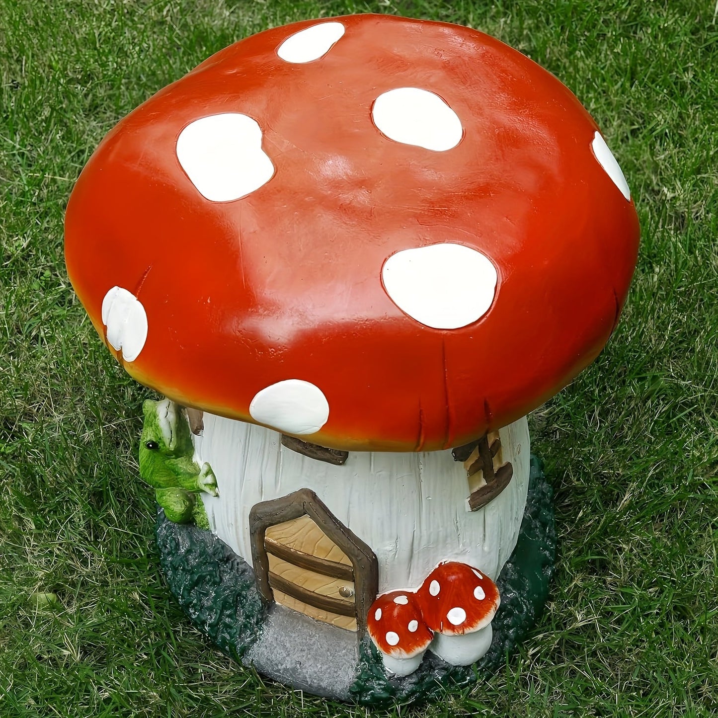 13.4" Mushroom House Garden Stool