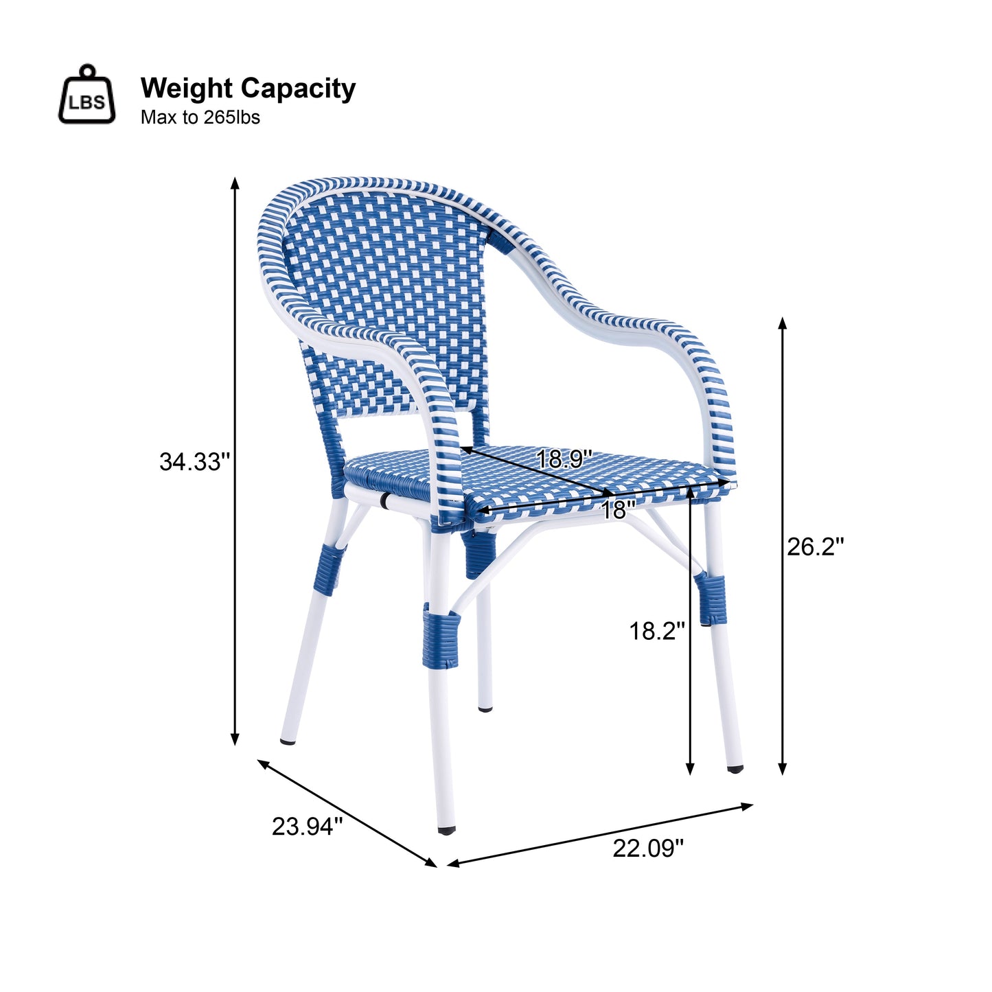 Outdoor Bistro Chairs with Aluminum Frame, Set of 2