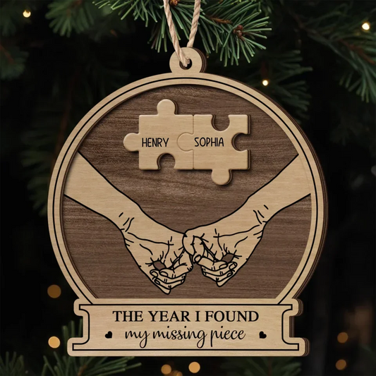Personalized Couple 2 Layers Wooden Ornament - Couple/Christmas Gift Idea - The Year I Found My Missing Piece