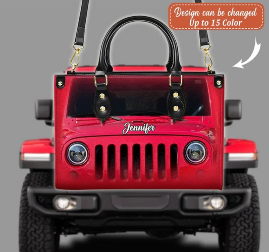 Personalized Off-road Car PU Leather Handbag With Long Straps - Gift Idea For Girl/Mom/Daughter