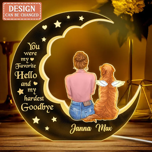 Personalized Memorial Pet Moon Light Box - Memorial Gift Idea For Dog/Cat/Rabbit Lover - I Loved You Your Whole Life
