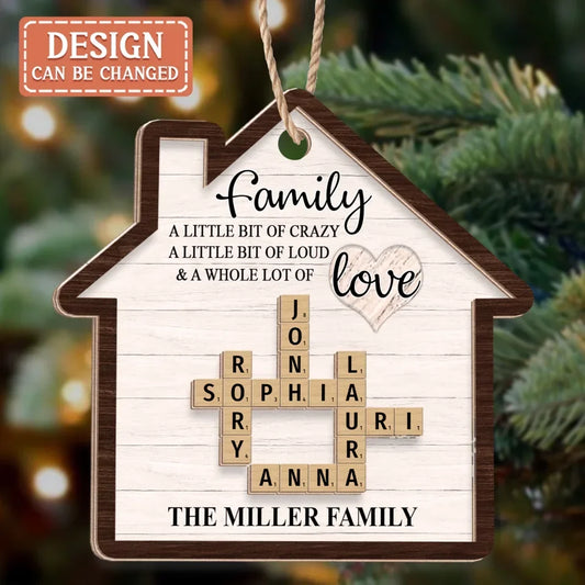 Personalized Family Crossword 2 Layered Wooden Ornament - Christmas Gift Idea For Family - Family A Whole Lot Of Love