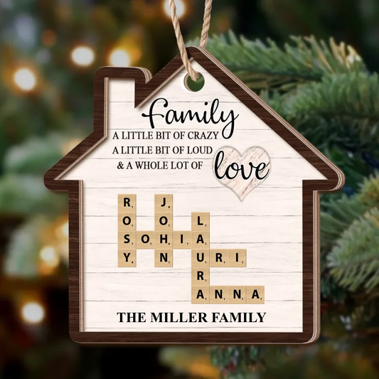 Personalized Family Crossword 2 Layered Wooden Ornament - Christmas Gift Idea For Family - Family A Whole Lot Of Love