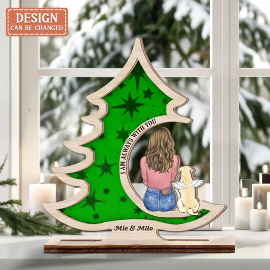 Personalized Memorial Dog Xmas Tree Wooden Plaque - Memorial Gift Idea For Christmas - I'm Always With You