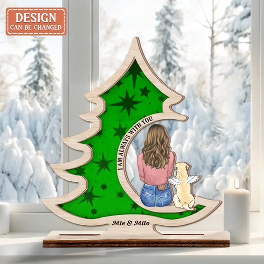 Personalized Memorial Dog Xmas Tree Wooden Plaque - Memorial Gift Idea For Christmas - I'm Always With You