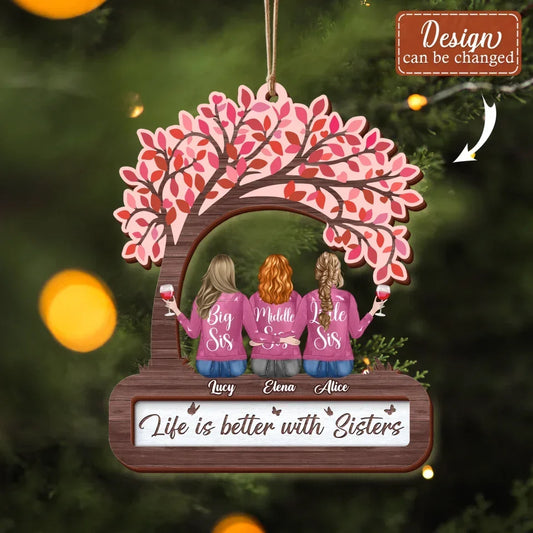 Personalized Sisters 2 Layered Wooden Ornament - Christmas Gift Idea For Sisters - There Is No Greater Gift Than Sisters