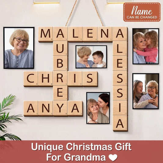 Personalized Hanging Family Crossword Puzzle Art Wooden Sign - Family Gift Idea