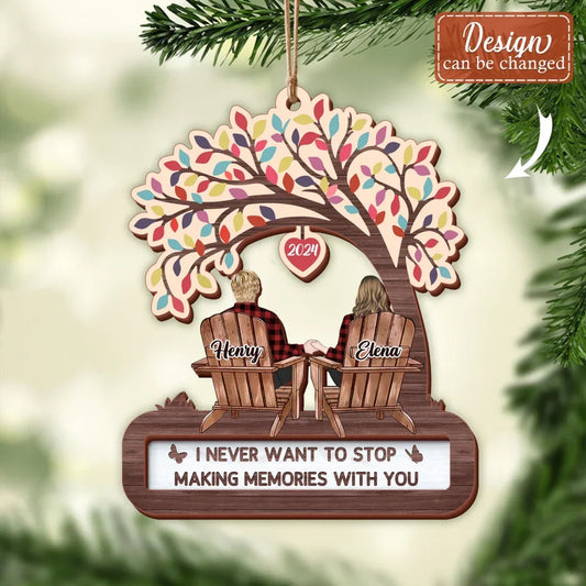 Personalized Couple 2 Layered Wooden Ornament - Gift Idea For Couple/Him And Her - I Want To Grow Old With You