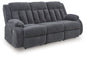 Observation - Reclining Power Sofa With Drop Down Table - Steel