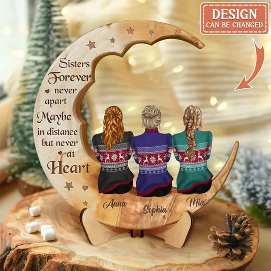 Personalized Friends Moon Wooden Art - Up to 7 People - Gift Idea For Friends/Besties - I Wish You Lived Next Door
