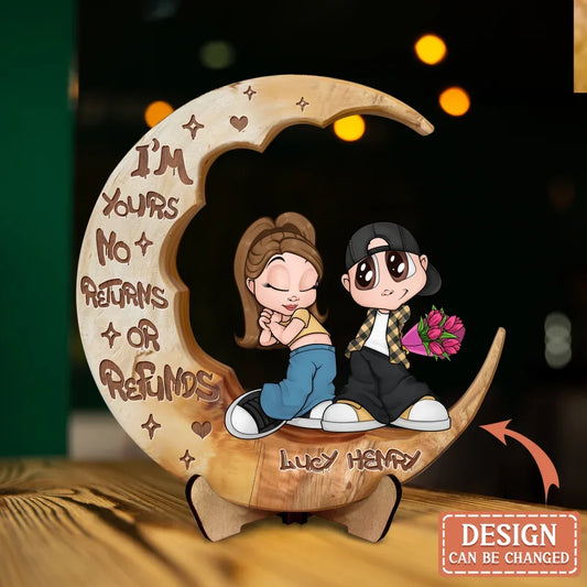 Personalized Y2K Couple 2 Layered Wooden Art - Gift Idea For Couple - I'm Your No Returns Or Refunds