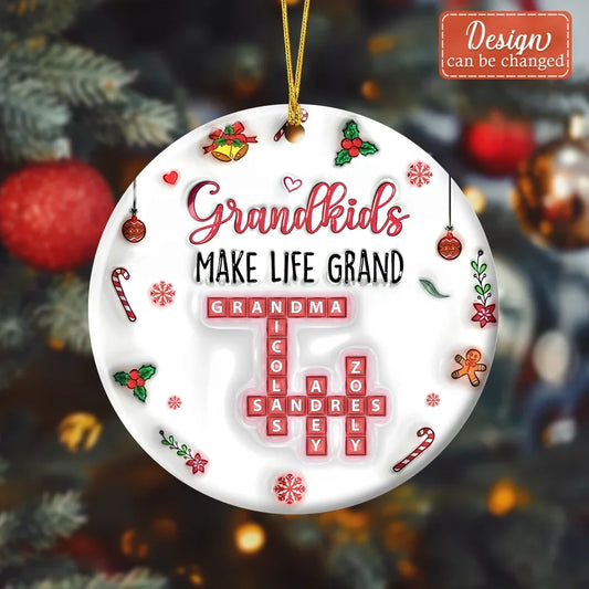 Personalized Grandma Acrylic Ornament - Christmas Gift Idea For Grandma/Grandkid - Grandkids Make Life More Grand
