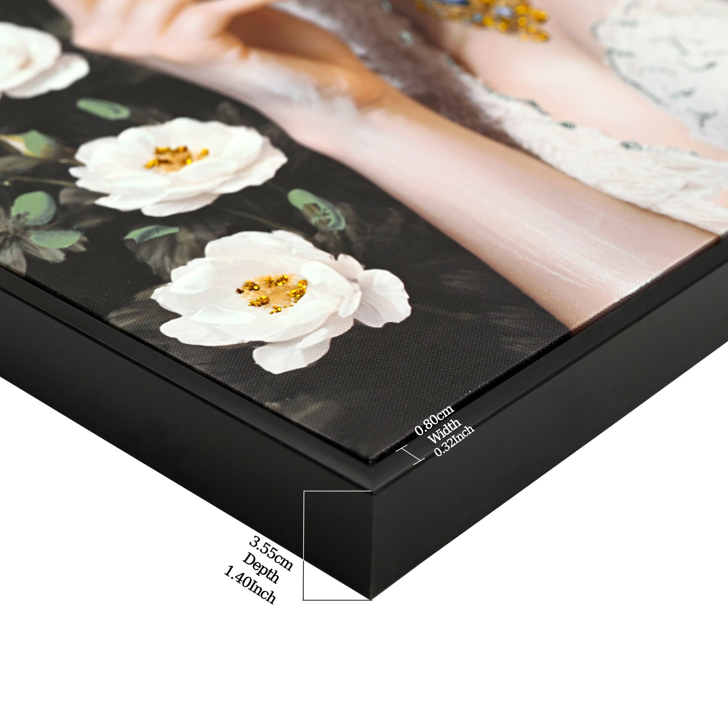 Beauty Lady Wall Art Gold and White Floral Canvas 24x36 Inch