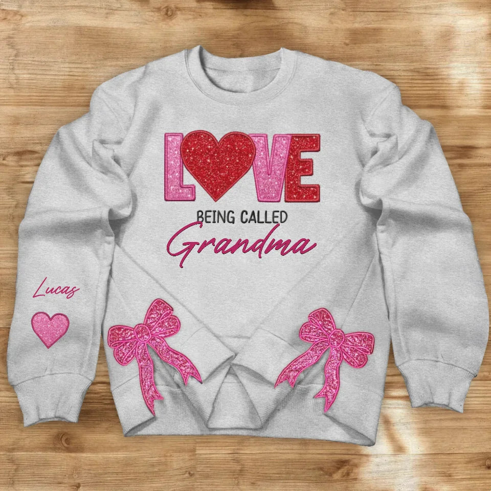 Personalized Grandma Side Bow Embroidered Sweatshirt - Up to 10 Kids - Gift Idea For Grandma/Mother - Love Being Called Grandma