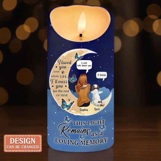 Personalized Memorial Dog Moon Led Candle -  Memorial Gift Idea For Dog/Cat/Rabbit Lover - I'll Miss You For The Rest Of Mine