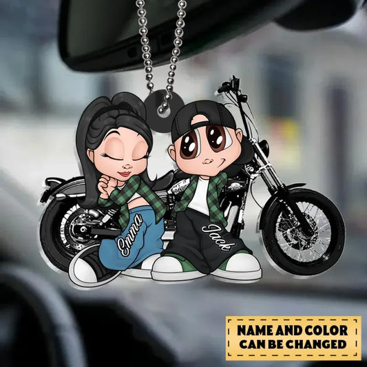 Personalized Chicano Couple Motorcycle Acrylic Keychain - Gift Idea For Couple