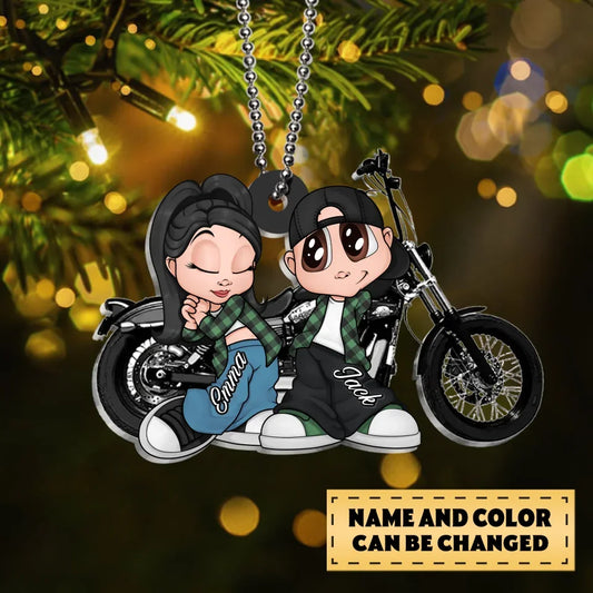 Personalized Chicano Couple Motorcycle Acrylic Keychain - Gift Idea For Couple