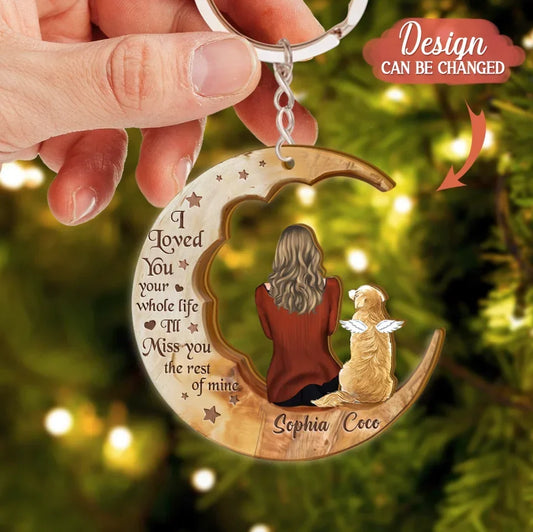 Personalized Memorial Pet Wooden Keychain - Memorial Gift Idea For Pet Lover - I Loved You Your Whole Life I'll Miss You The Rest Of Mine
