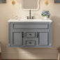 36 Inch Wall Mounted Bathroom Cabinet with Ceramic Sink and Drawers