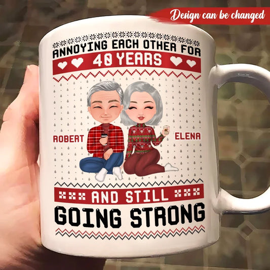 Personalized Couple Coffee Mug - Anniversary/Christmas Gift Idea For Couple - Annoying Each Other For 40 Years And Still Going Strong