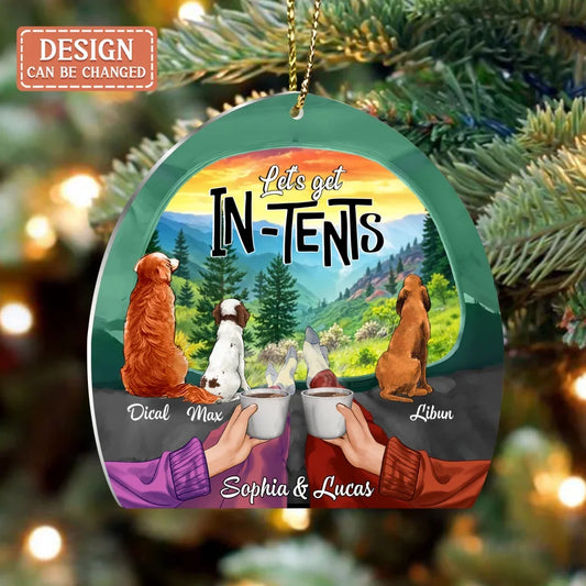 Personalized Couple Camping Acrylic Ornament - Couple With Up to 3 Pets - Best Gift For Camping Lover - Let's Get In-tents