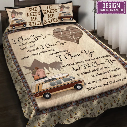 Camping Personalized Couple Quilt Bed Sets - Gift Idea For Couple/ Camping Lovers - I Choose You
