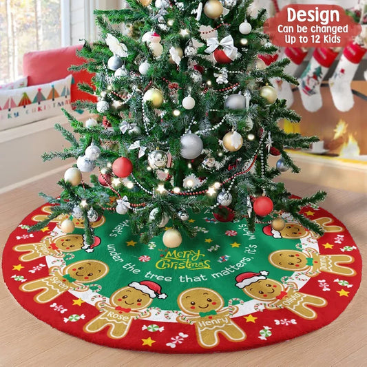 Personalized Gingerbread Christmas Tree Skirt - Gift Idea For Family - Up to 12 Member