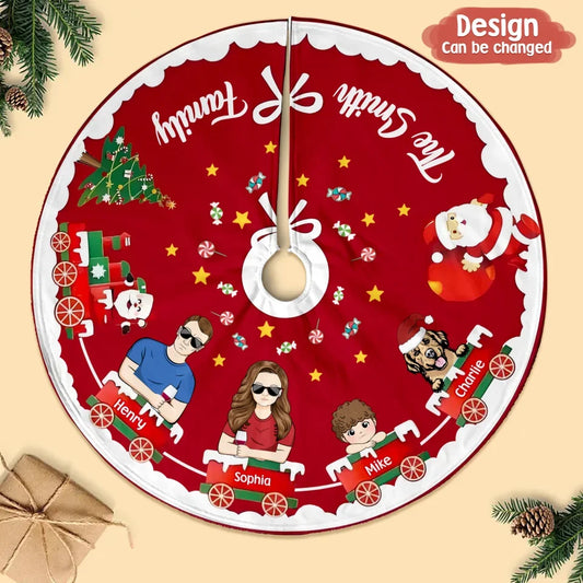 Personalized Family Christmas Tree Skirt - Gift Idea For Family/Pet Lover - Couple/Parent With Up to 3 Kids/Dogs/Cats