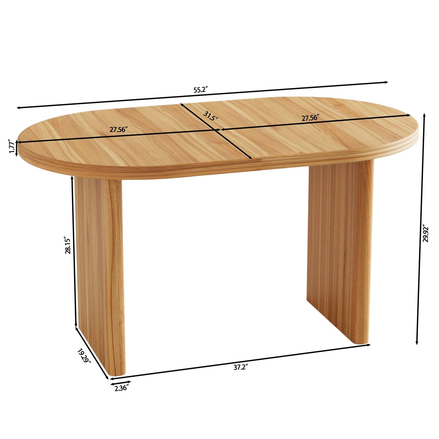 Modern Extendable Dining Table with Removable Extension Leaves