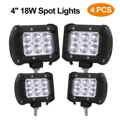 4 PCS 4Ó 18W Dual Row LED Waterproof Spot Light Pod Cube Light