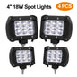 4 PCS 4Ó 18W Dual Row LED Waterproof Spot Light Pod Cube Light